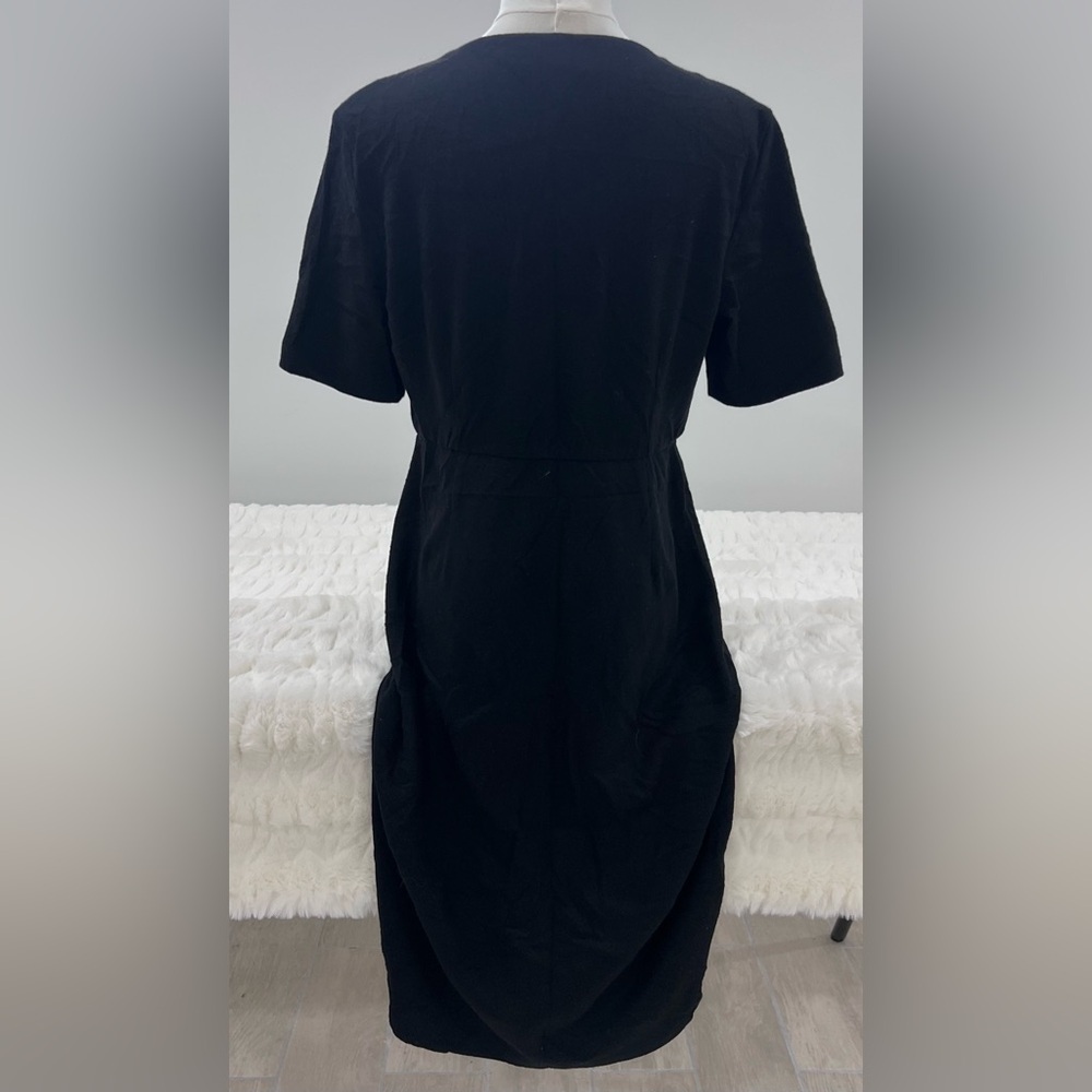 Jil Sander Black Short Sleeve Wool Mini Dress - Picture 2 of 6